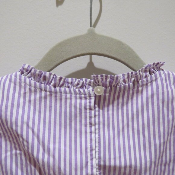 J. CREW Tiered Lace Panel Ruffle Dress Rustic Plum Stripe Prairie Cottage Trad - Picture 14 of 16